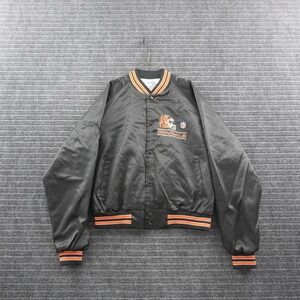 Vintage 80s Chalk Line Cincinnati Bengals Bomber Jacket Mens XL Black Satin NFL